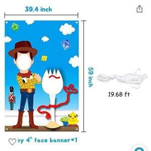 Toy Story 4 theme party photo banner - Woody and Forky